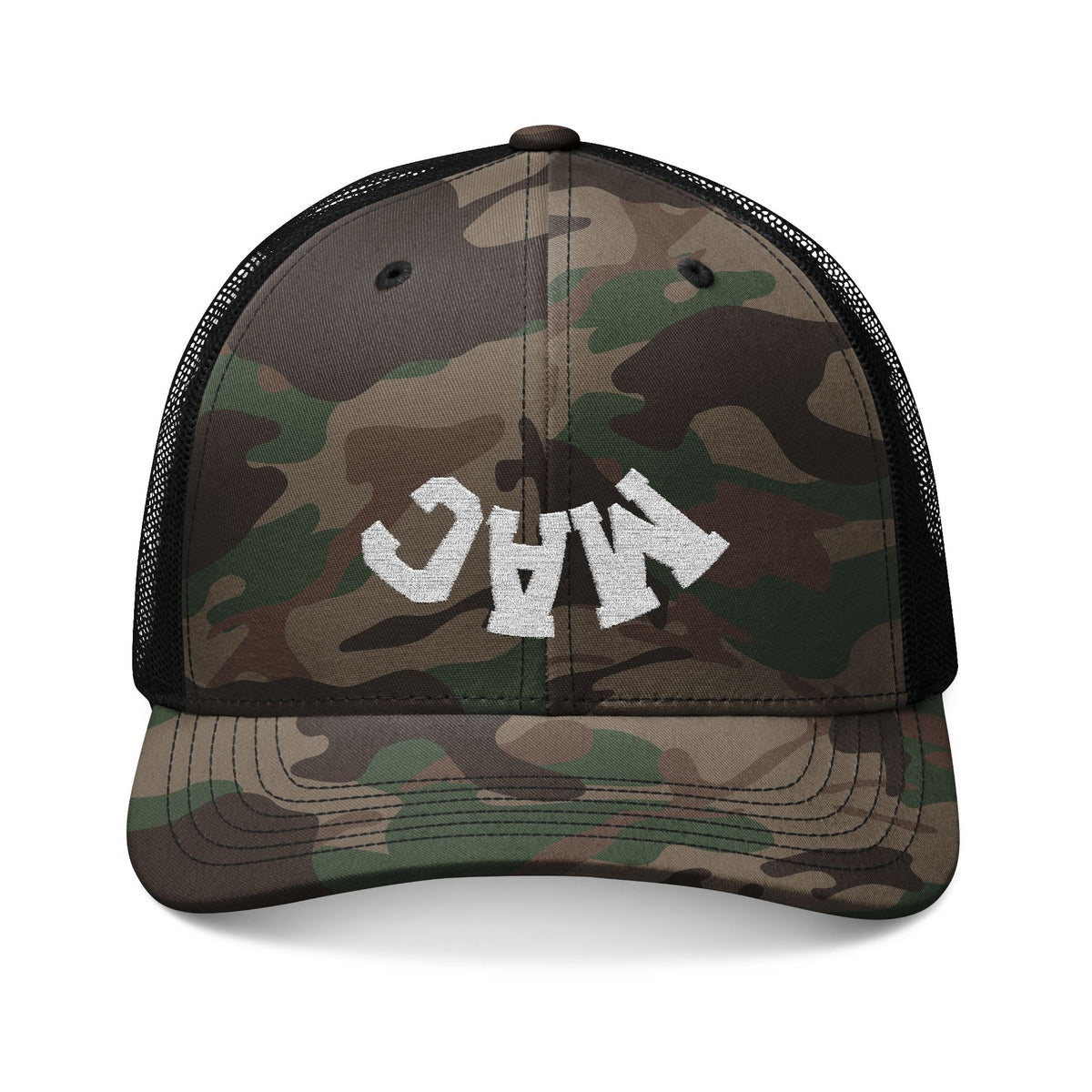 MAC Jumbled Letter Camo Trucker Cap