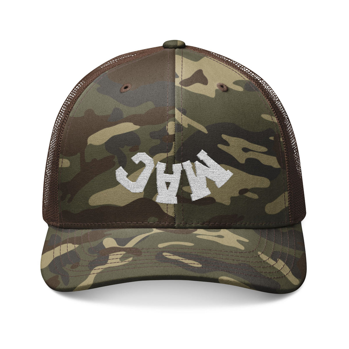 MAC Jumbled Letter Camo Trucker Cap