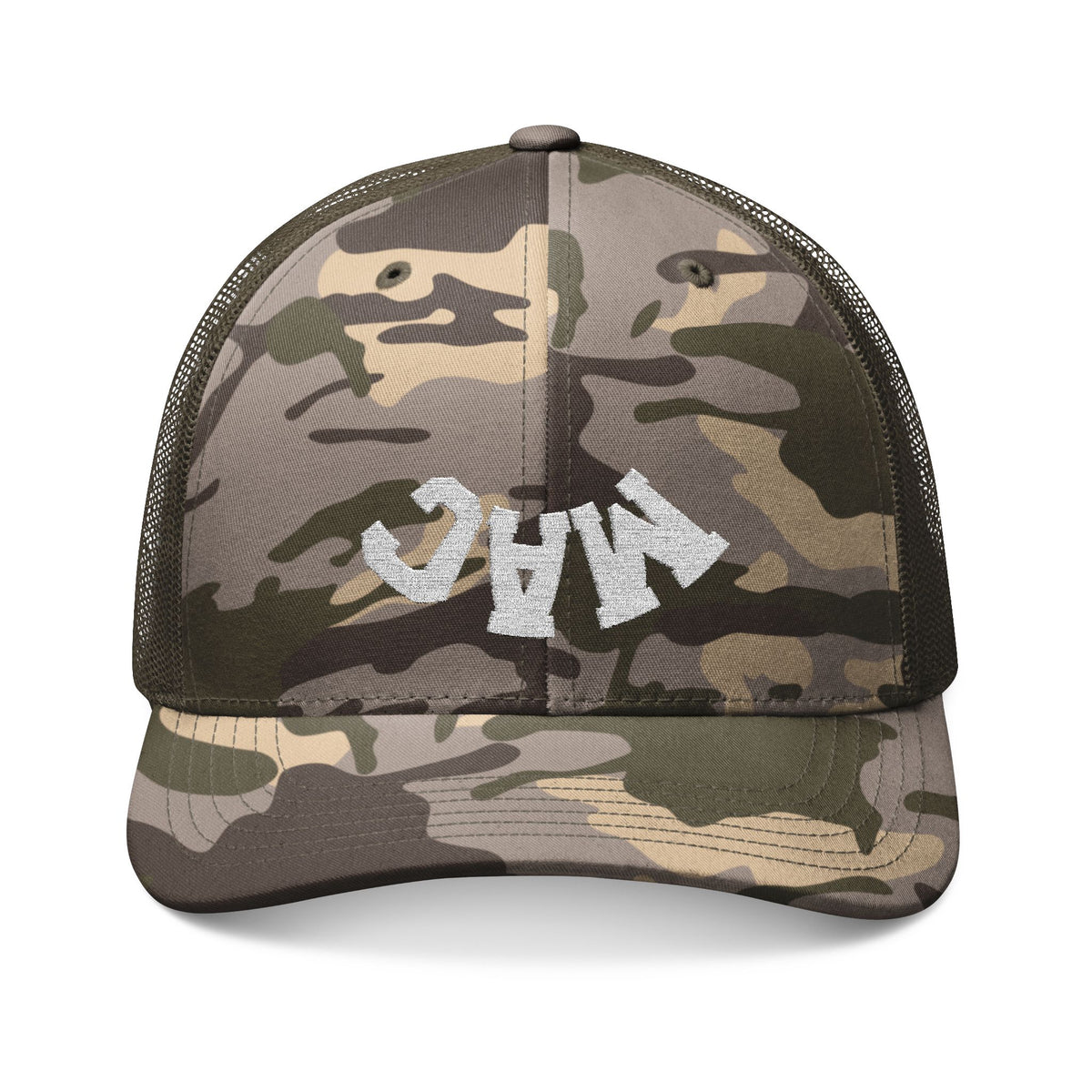 MAC Jumbled Letter Camo Trucker Cap