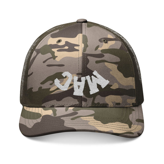 MAC Jumbled Letter Camo Trucker Cap