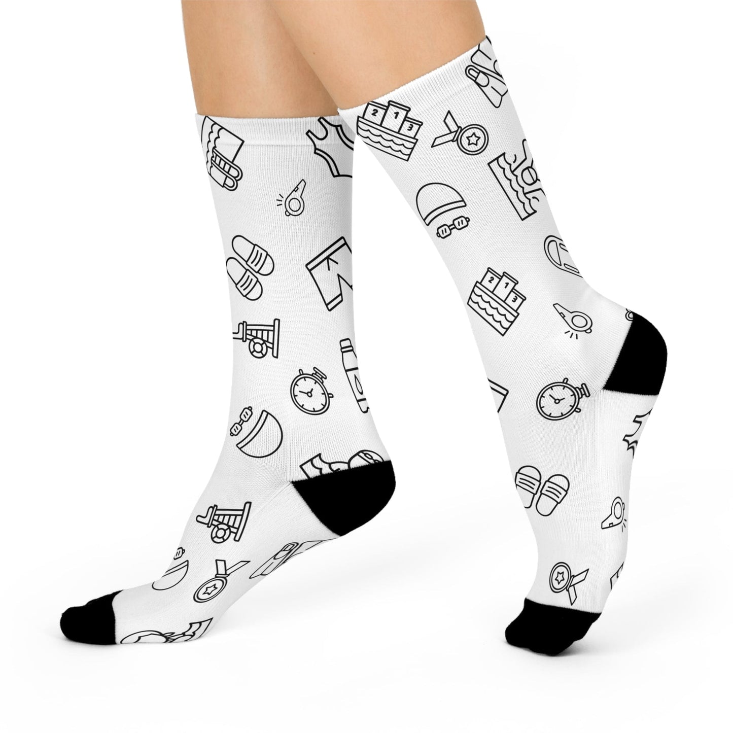 Cushioned Crew Swimming Fan Socks - Hooray