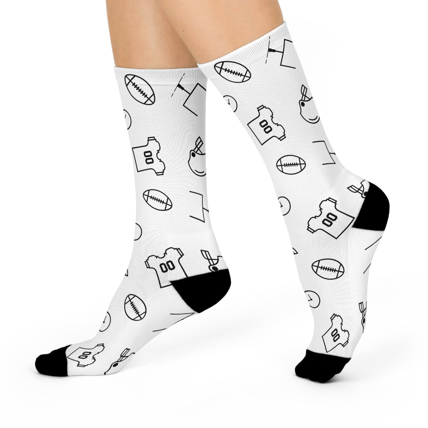 Cushioned Football B&W Drawing Socks - Hooray