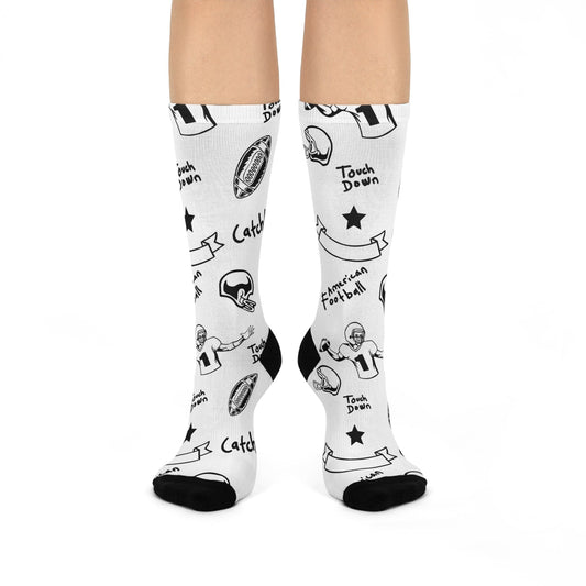 Cushioned Sketch Football Fan Socks - Hooray